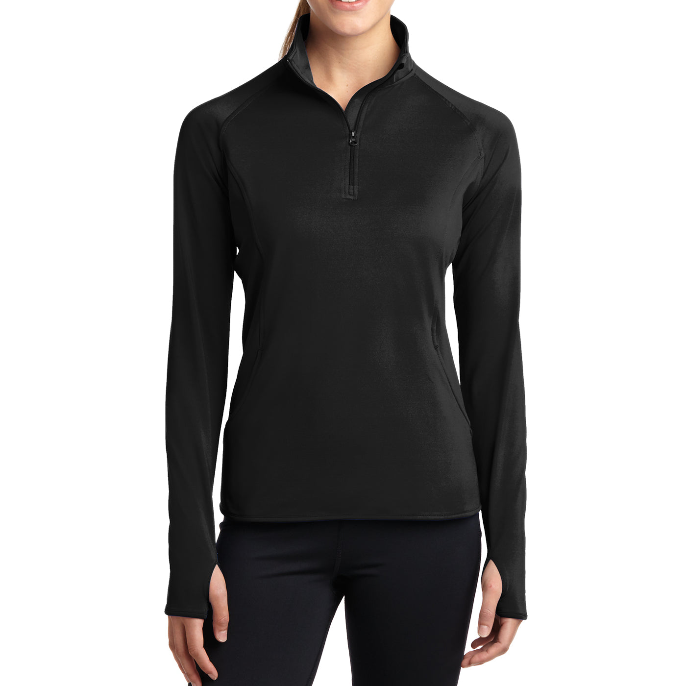 Women's Sport Wick Stretch 1/2 Zip Pullover - Black - Front