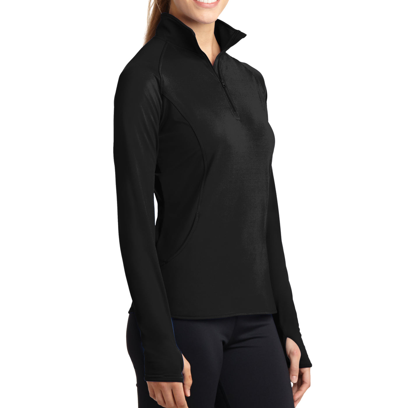 Women's Sport Wick Stretch 1/2 Zip Pullover - Black - Side