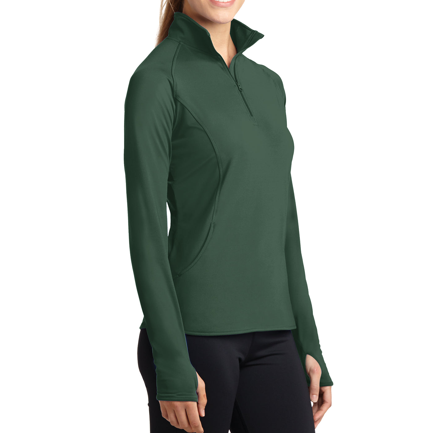 Women's Sport Wick Stretch 1/2 Zip Pullover - Forest Green - Side
