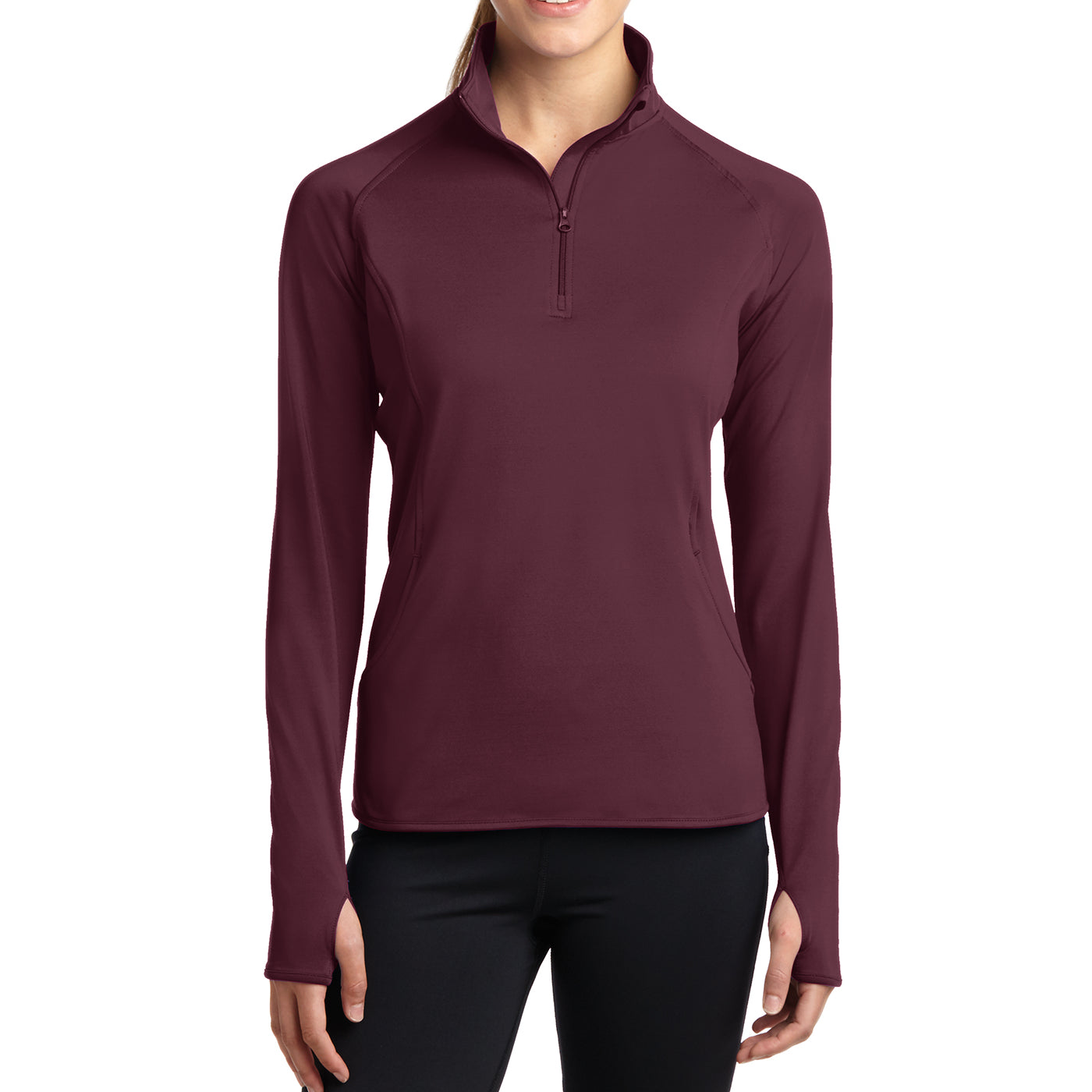 Women's Sport Wick Stretch 1/2 Zip Pullover - Maroon - Front