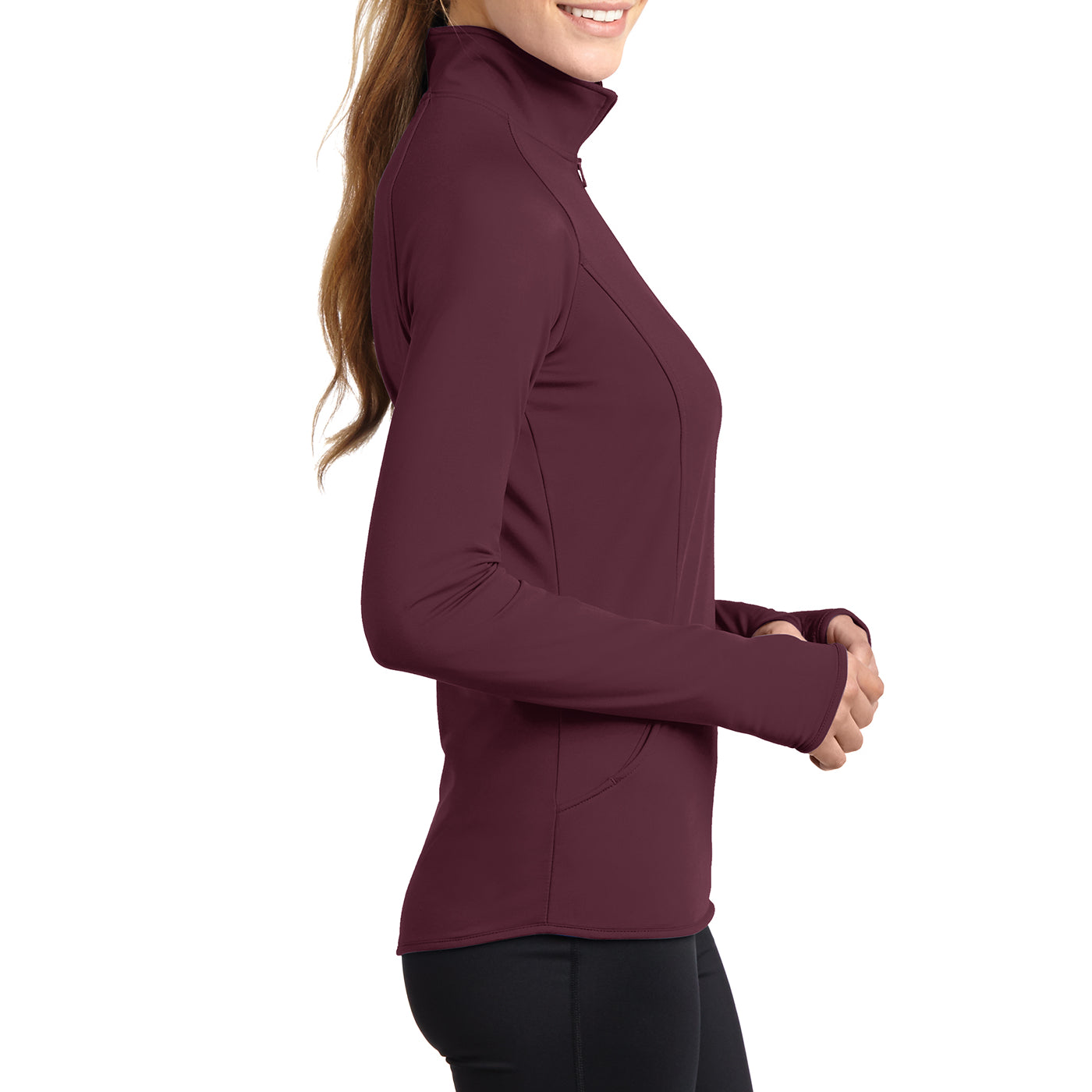 Women's Sport Wick Stretch 1/2 Zip Pullover - Maroon - Side