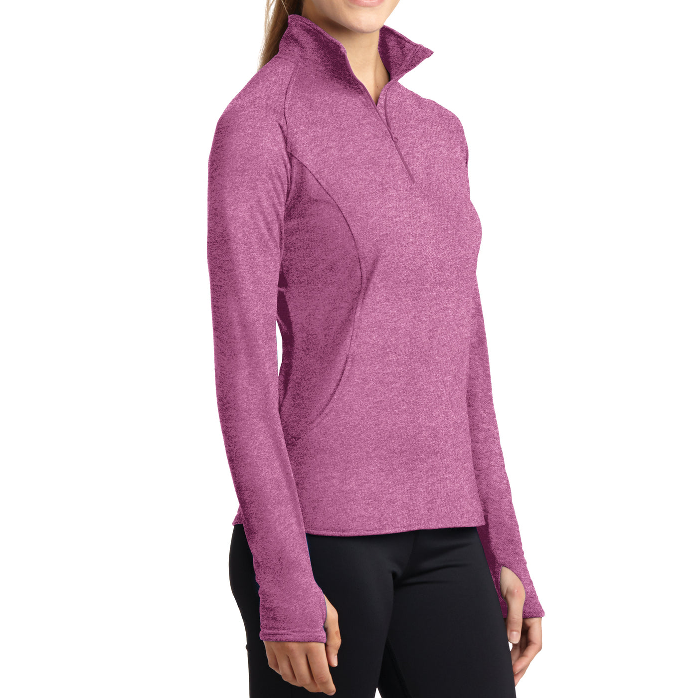 Women's Sport Wick Stretch 1/2 Zip Pullover - Pink Rush Heather - Side