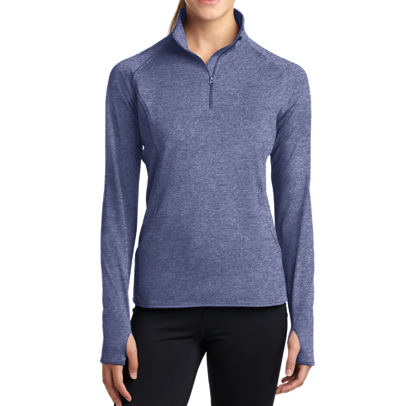 Women's Sport Wick Stretch 1/2 Zip Pullover - True Navy Heather - Front