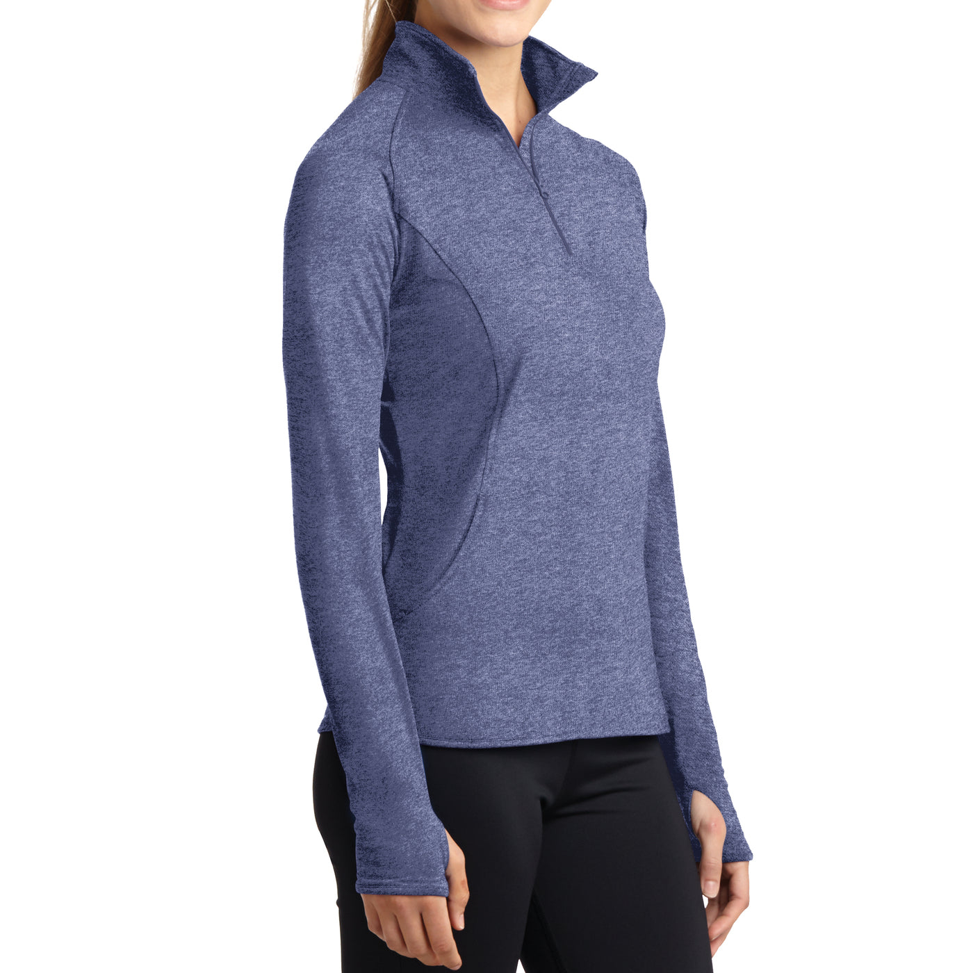 Women's Sport Wick Stretch 1/2 Zip Pullover - True Navy Heather - Side