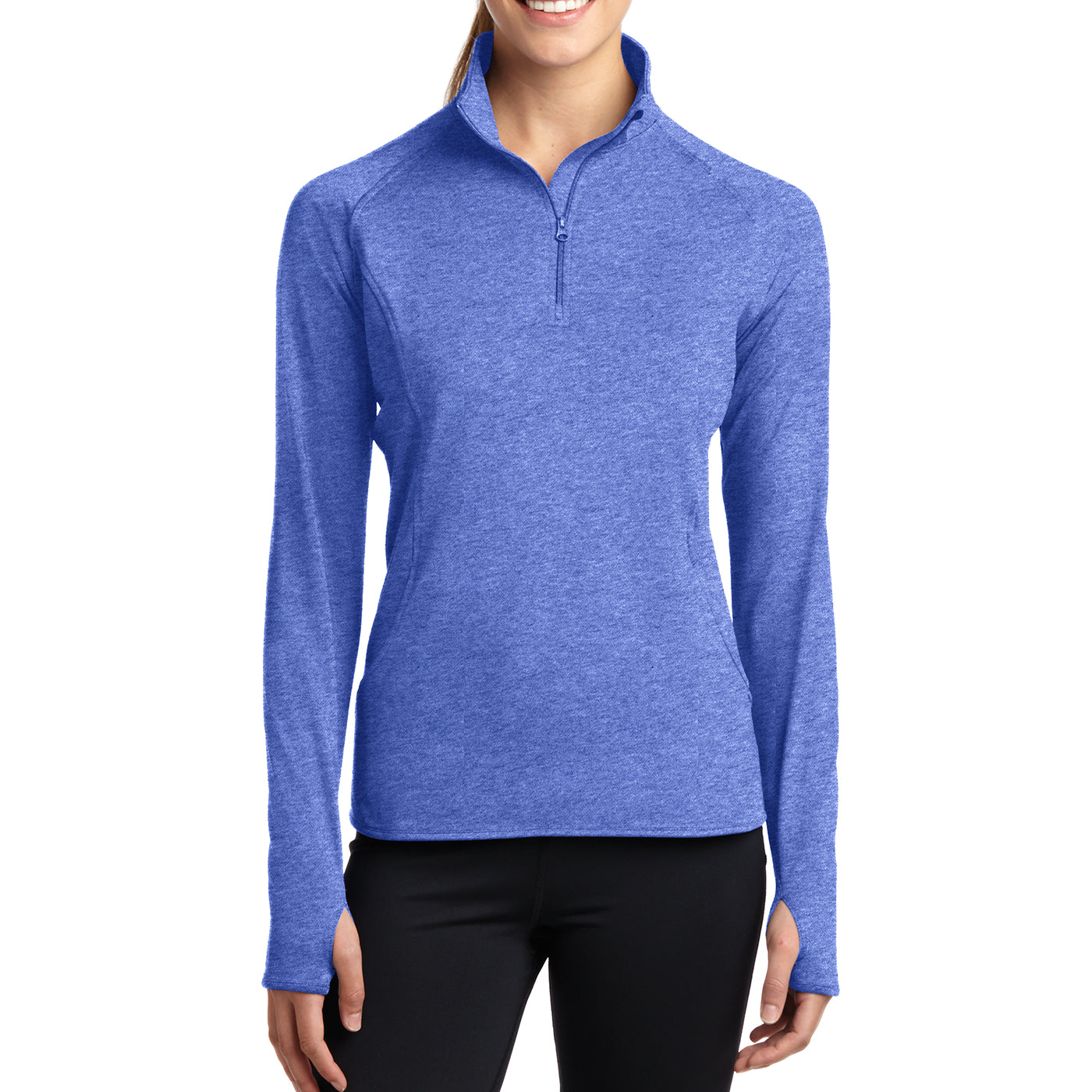 Women's Sport Wick Stretch 1/2 Zip Pullover - True Royal Heather - Front