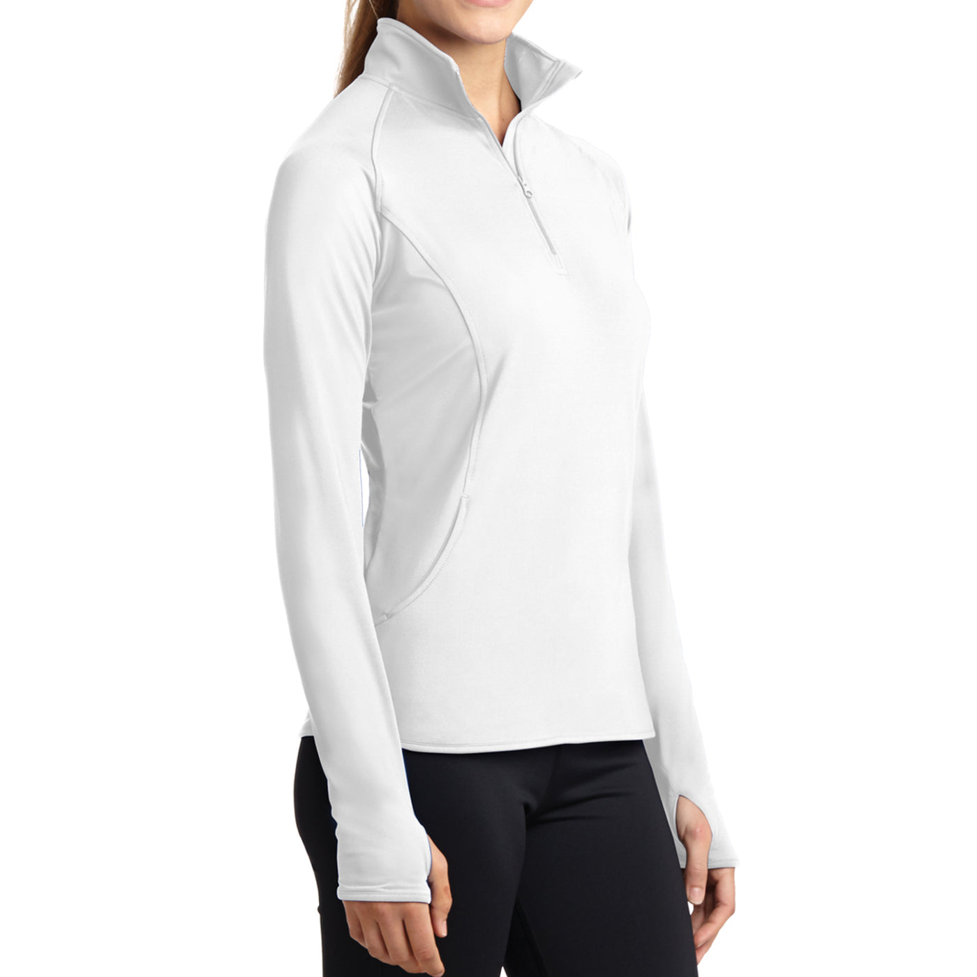 Women's Sport Wick Stretch 1/2 Zip Pullover - White - Side