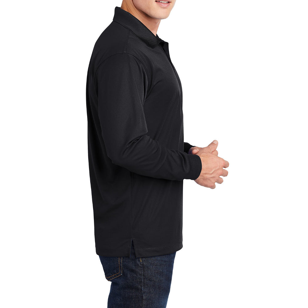 Men's Long Sleeve Moisture-Wicking Micropique Sport-Wick Casual Polo T-shirt