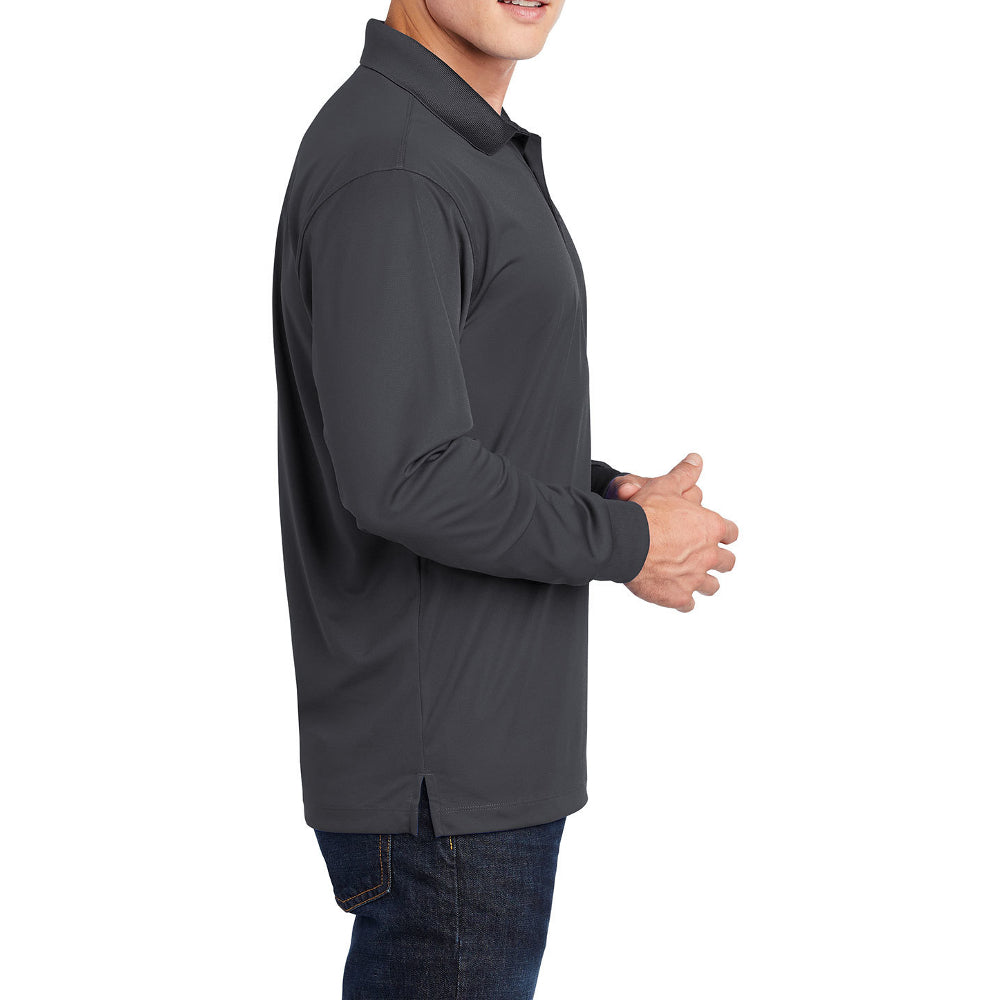 Men's Long Sleeve Moisture-Wicking Micropique Sport-Wick Casual Polo T-shirt