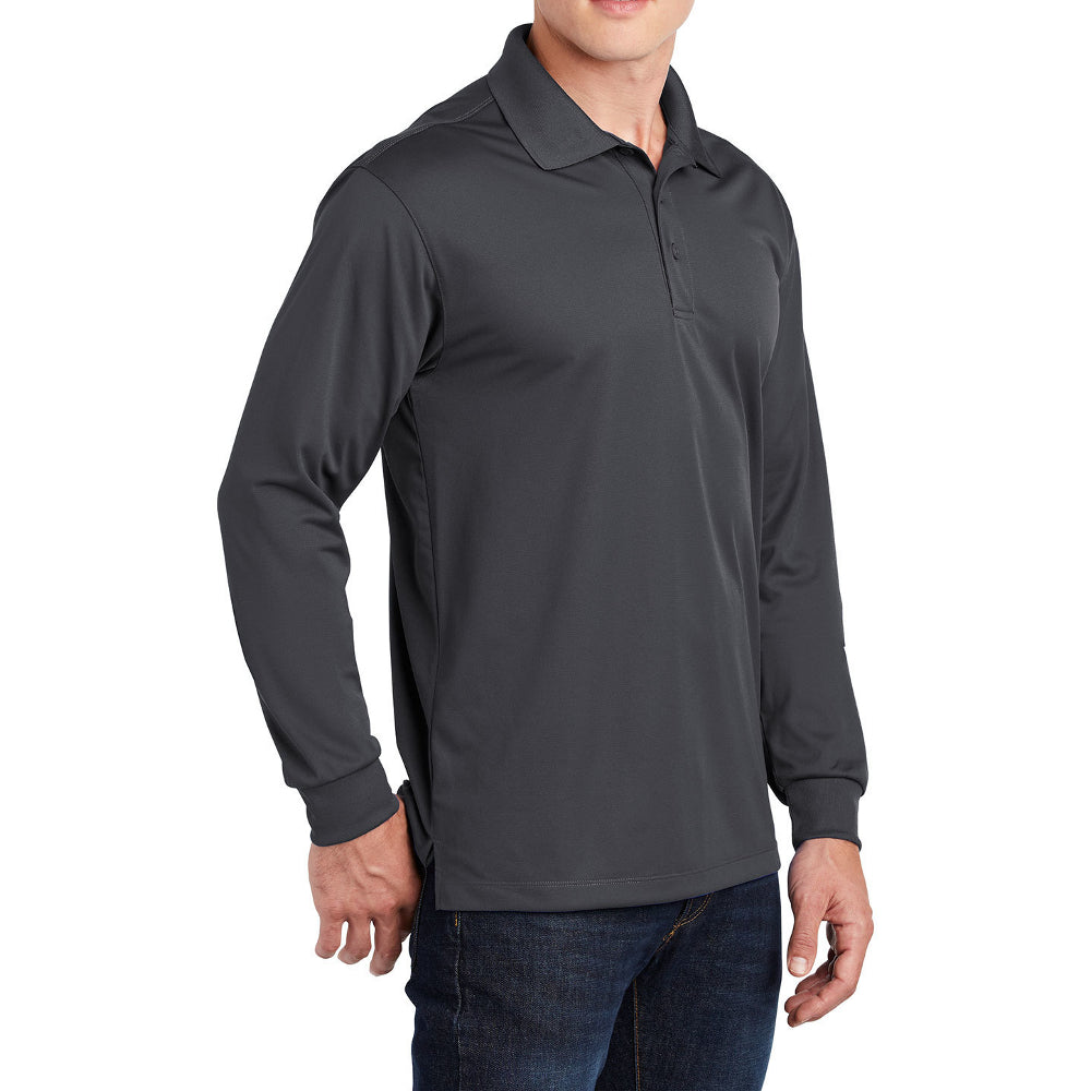 Men's Long Sleeve Moisture-Wicking Micropique Sport-Wick Casual Polo T-shirt
