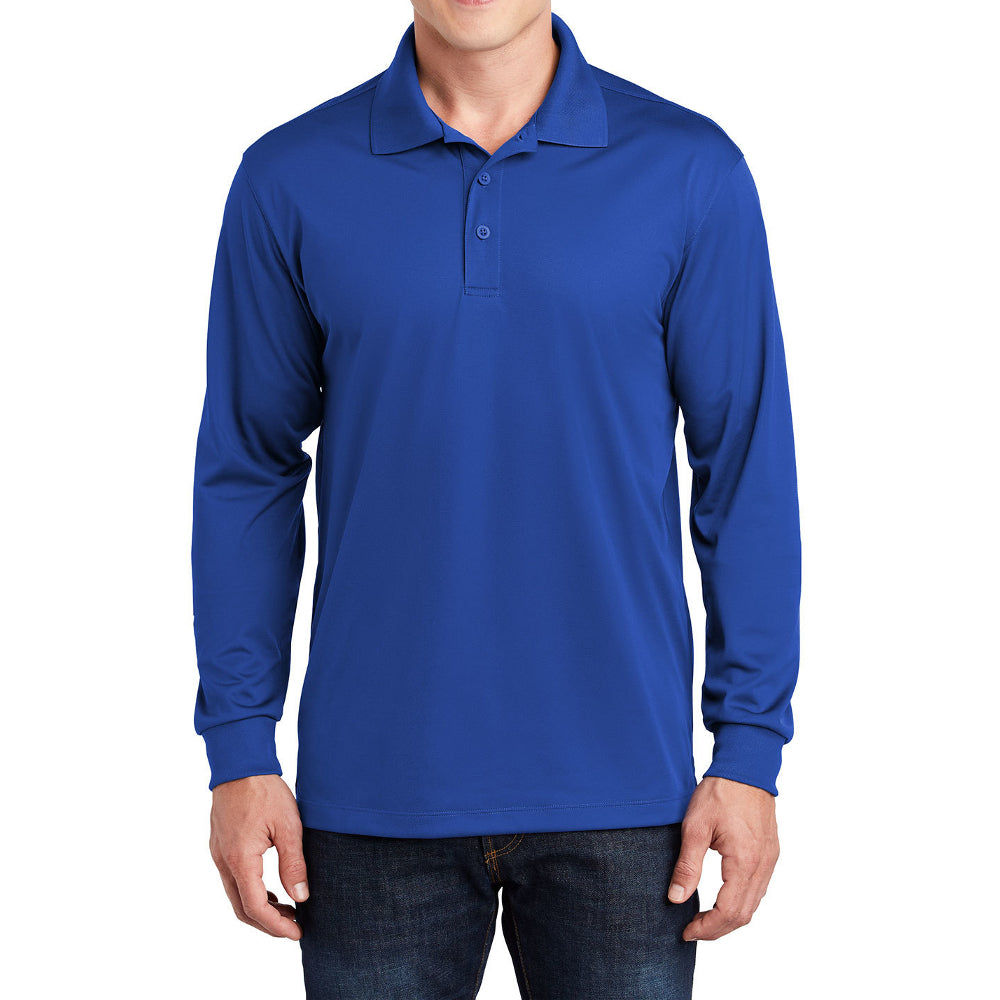 Men's Long Sleeve Moisture-Wicking Micropique Sport-Wick Casual Polo T-shirt