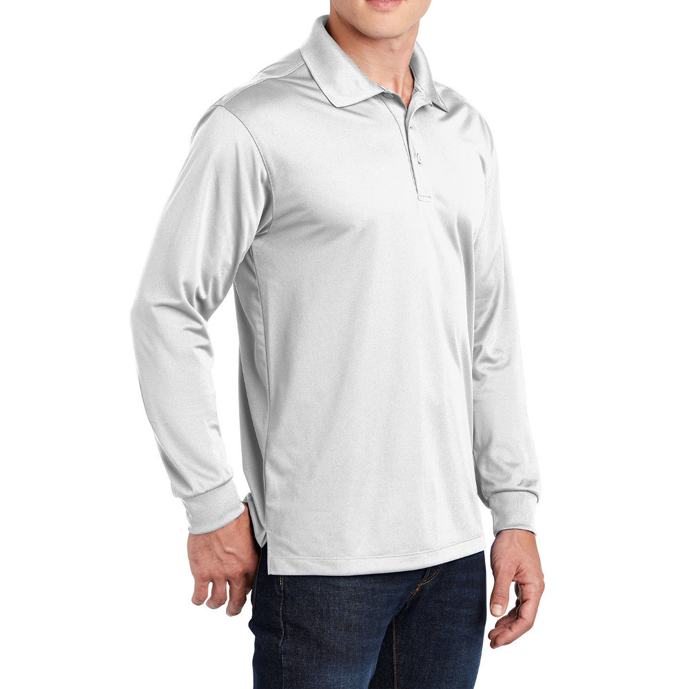 Men's Long Sleeve Moisture-Wicking Micropique Sport-Wick Casual Polo T-shirt