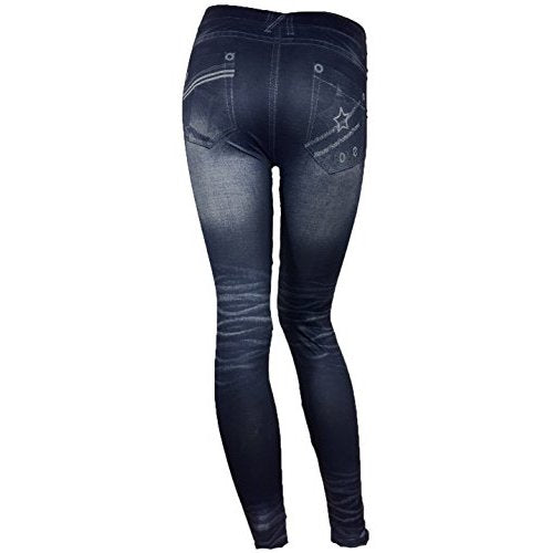 Women's Jean Pattern Stretch Spandex Fashion Leggings - Back