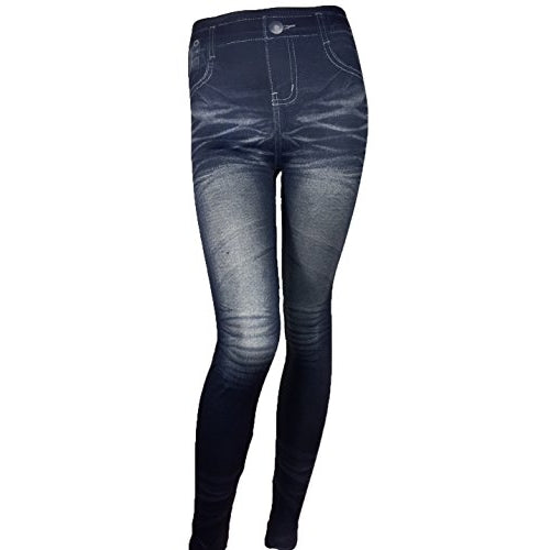 Women's Jean Pattern Stretch Spandex Fashion Leggings - Front