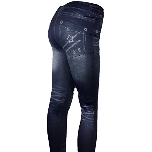 Women's Jean Pattern Stretch Spandex Fashion Leggings - side