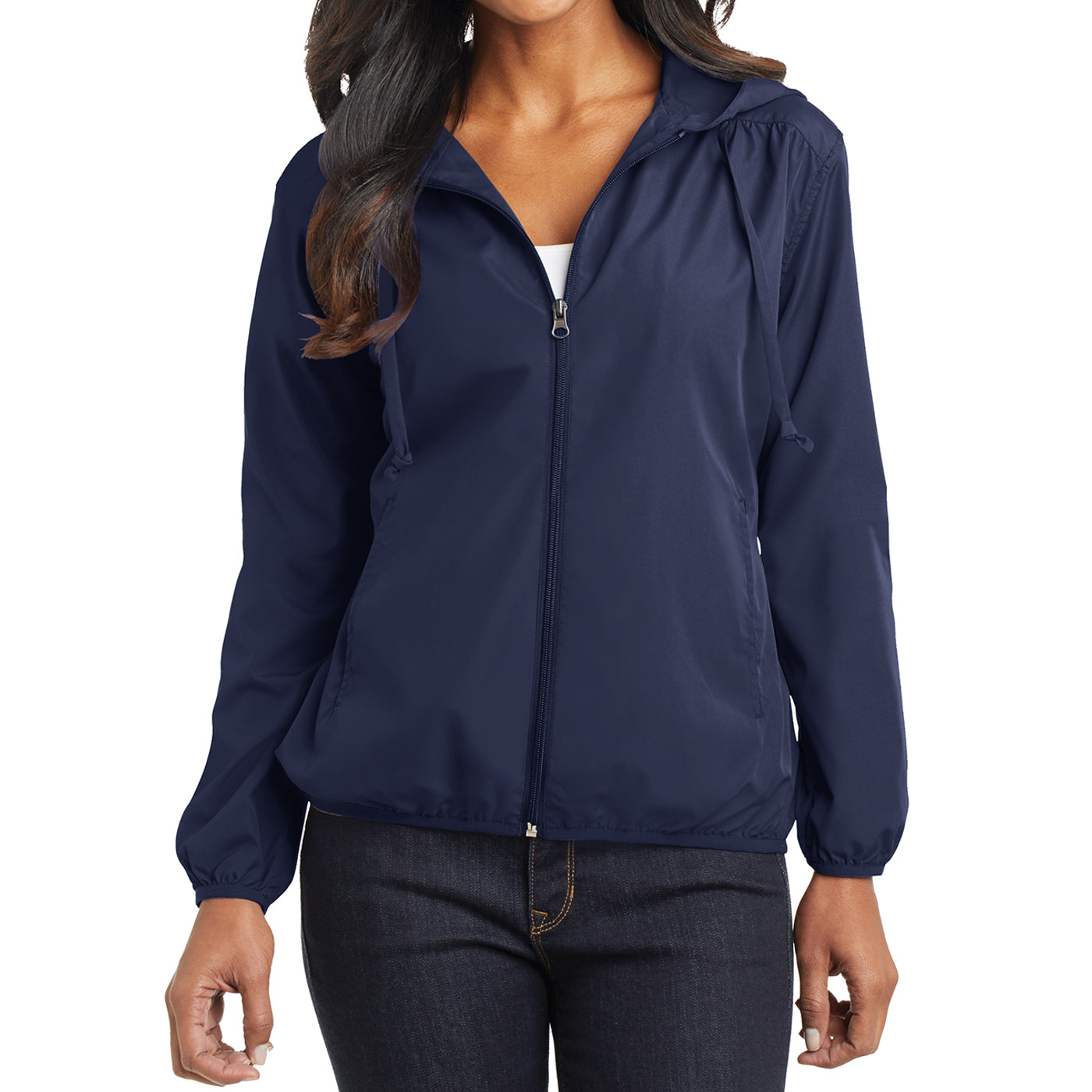 Women's Hooded Essential Jacket - True Navy - Front
