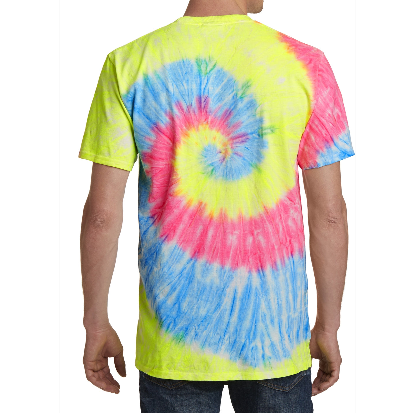 Men's Tie-Dye Tee - Neon Rainbow - Back