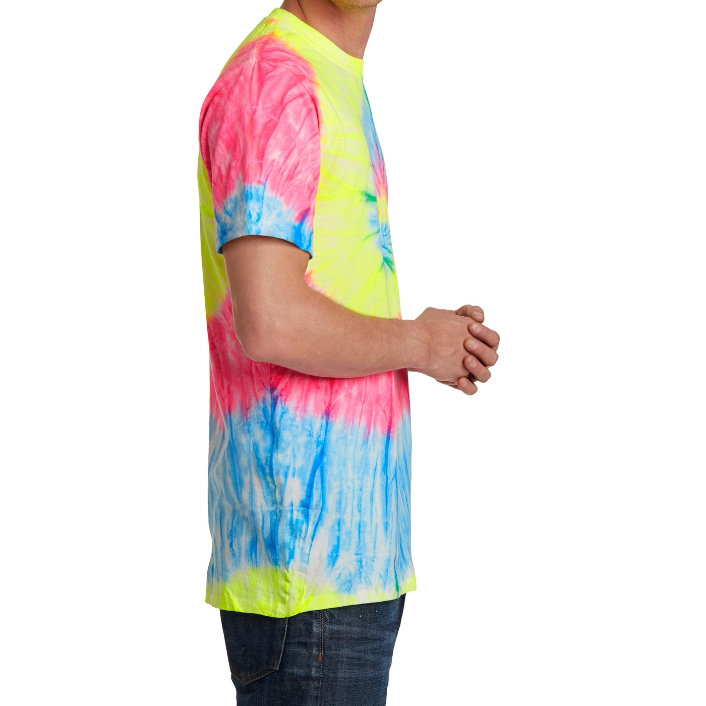 Men's Tie-Dye Tee - Neon Rainbow - Side