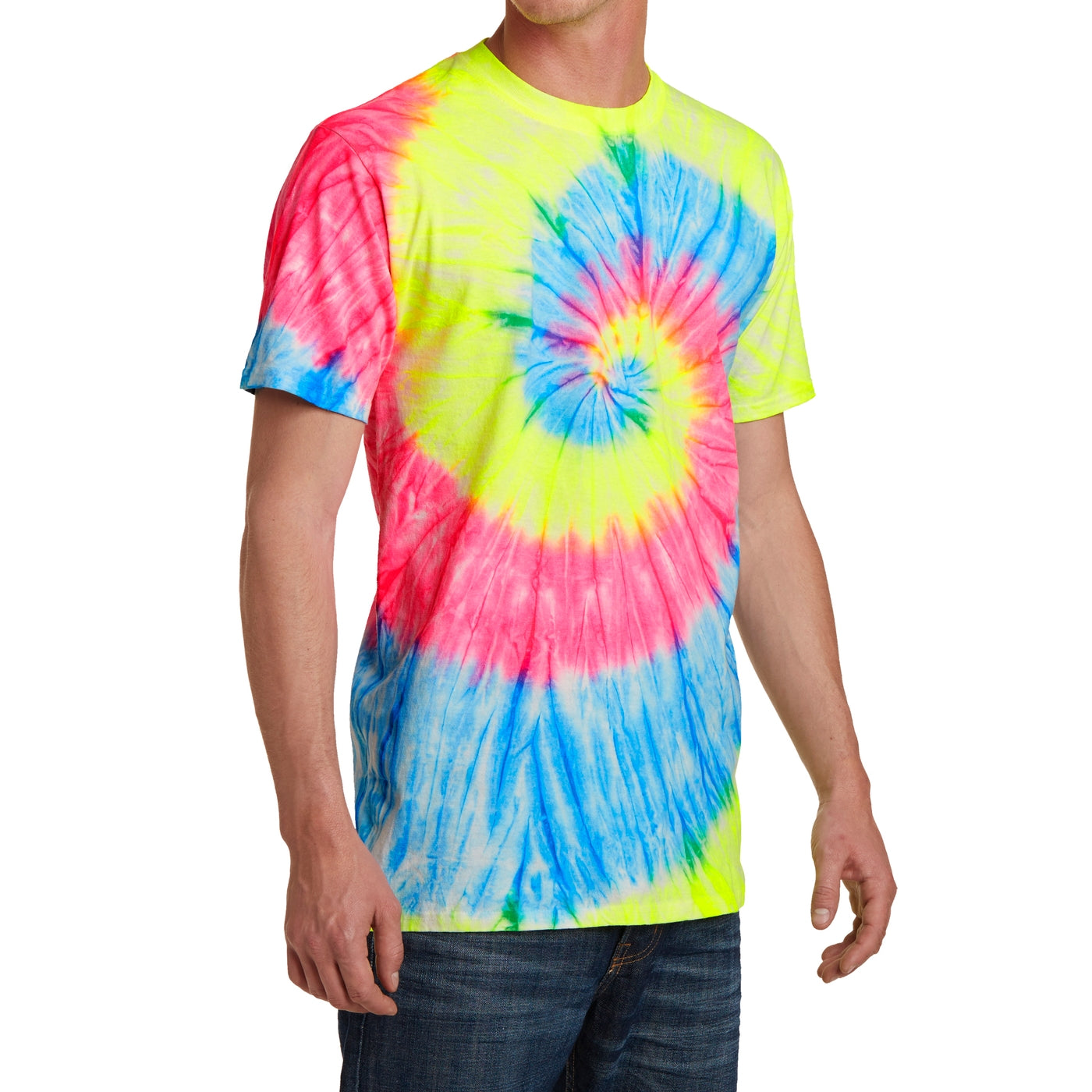 Men's Tie-Dye Tee - Neon Rainbow - Side