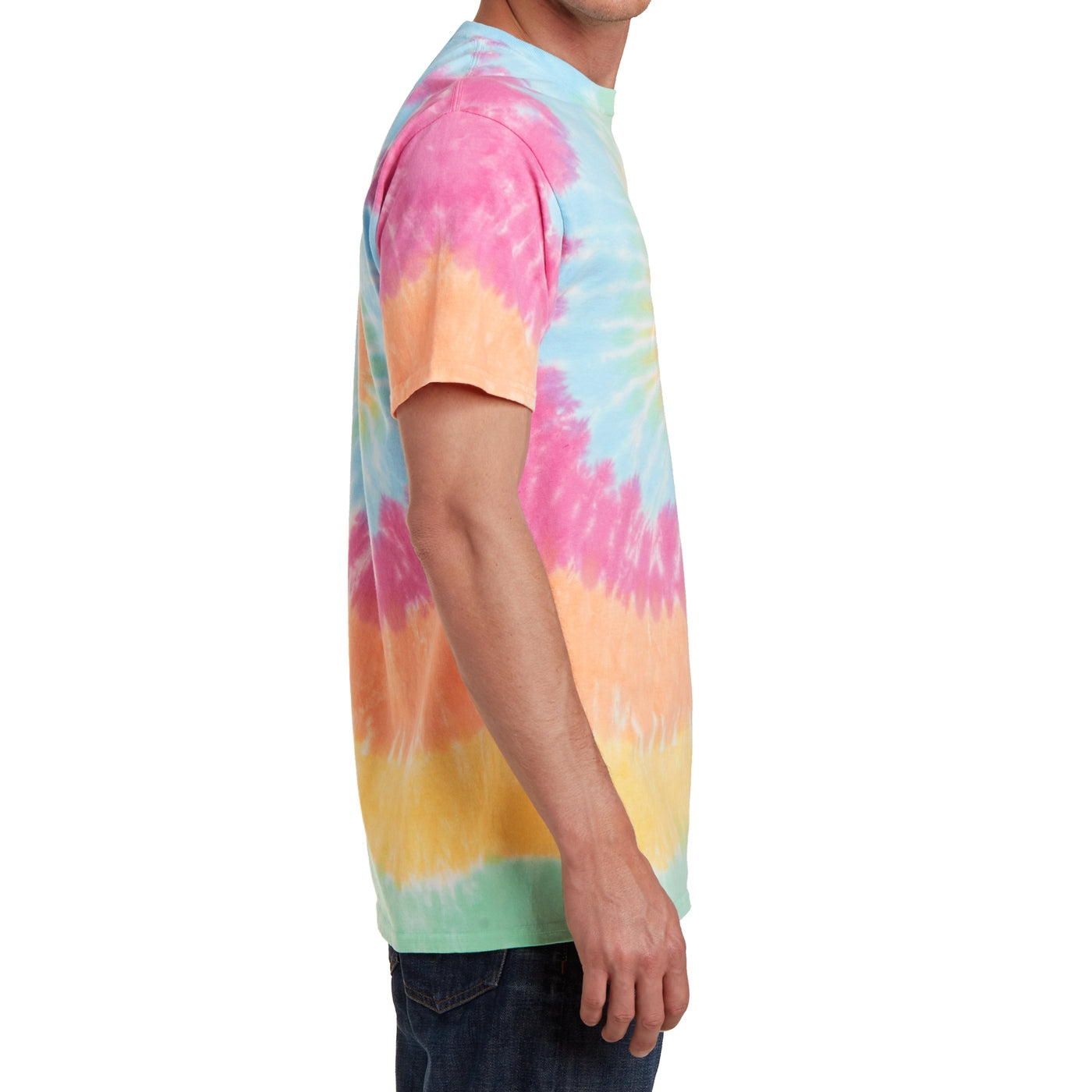 Men's Tie-Dye Tee - Pastel Rainbow - Side