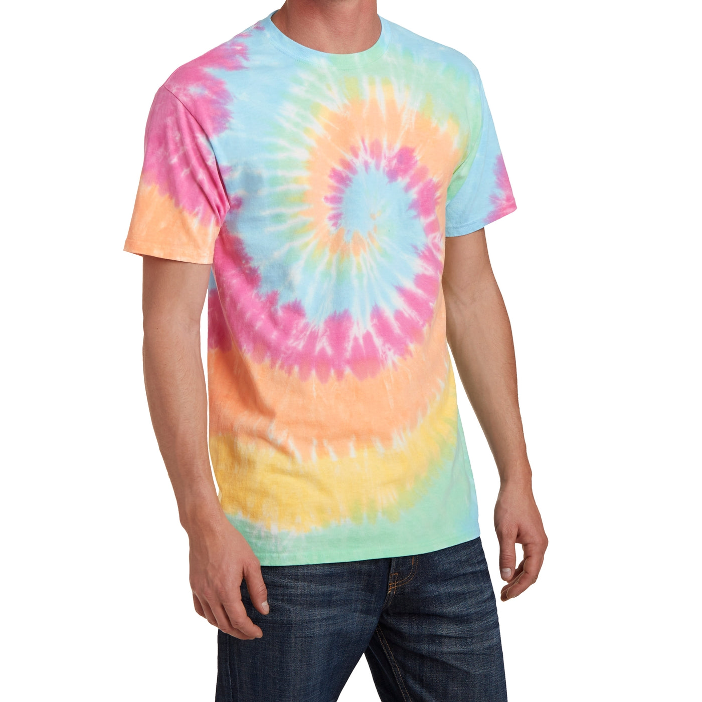 Men's Tie-Dye Tee - Pastel Rainbow - Side