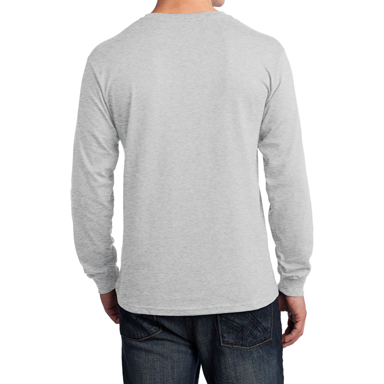 Men's Long Sleeve Core Cotton Tee - Ash - Back