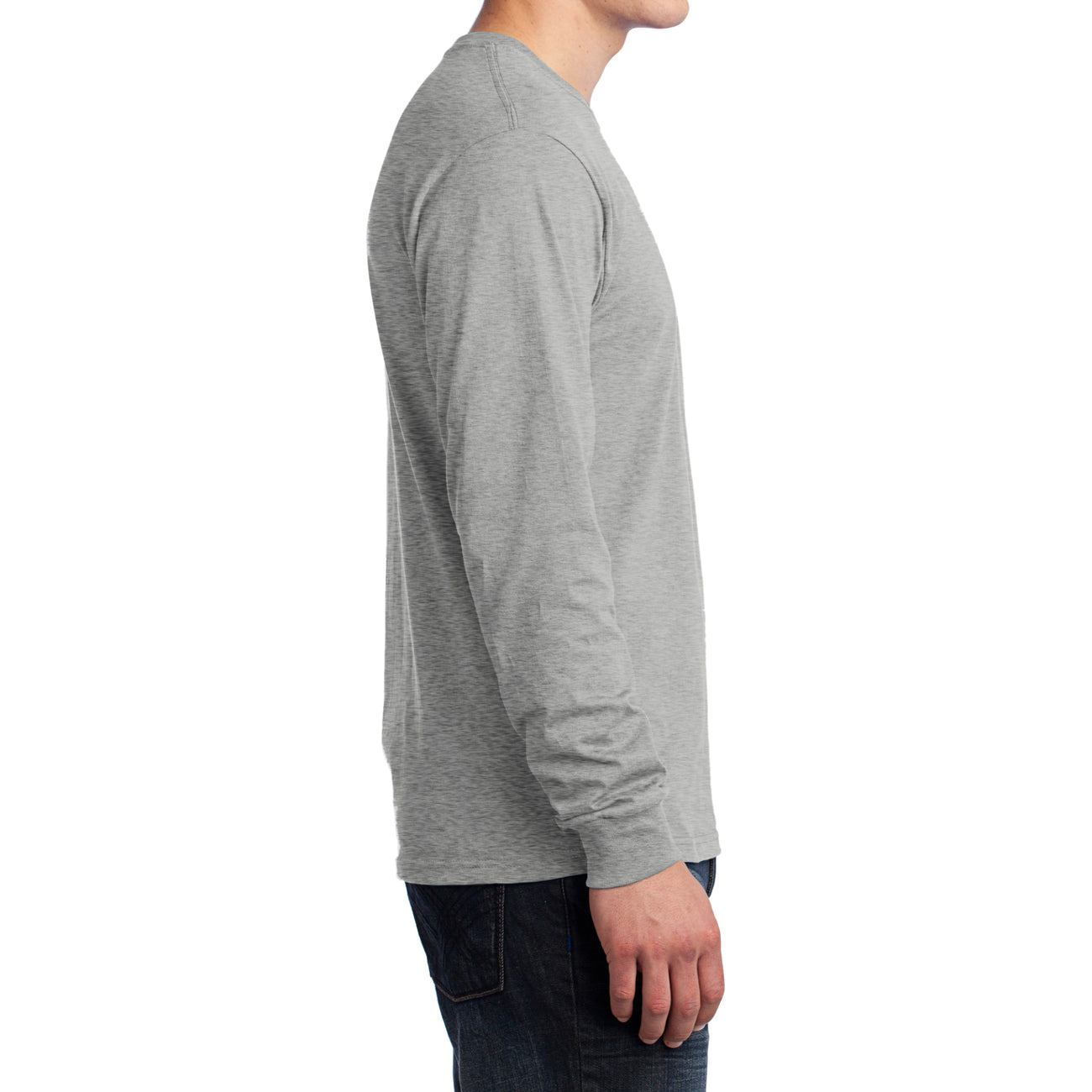 Men's Long Sleeve Core Cotton Tee - Athletic Heather - Side