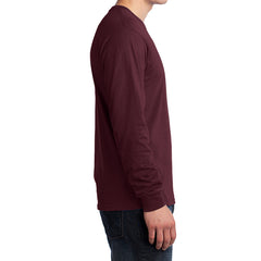 Men's Long Sleeve Core Cotton Tee - Athletic Maroon - Side