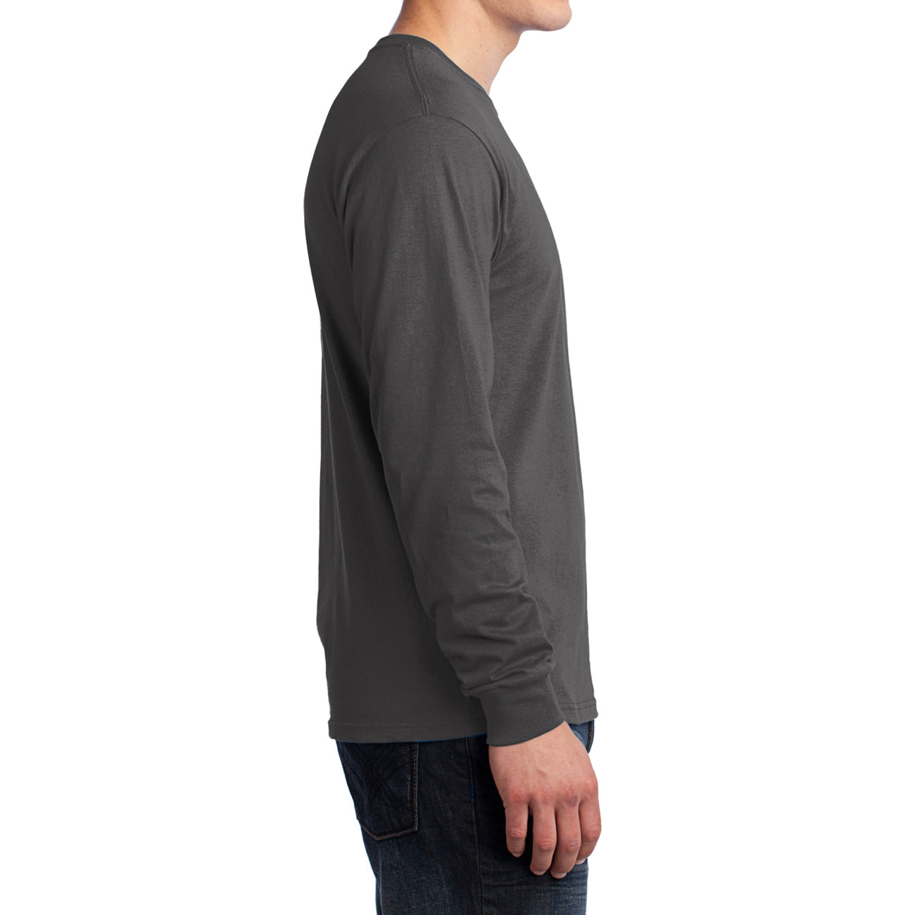 Men's Long Sleeve Core Cotton Tee - Charcoal - Side