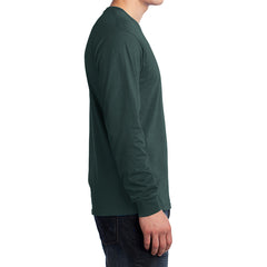 Men's Long Sleeve Core Cotton Tee - Dark Green - Side