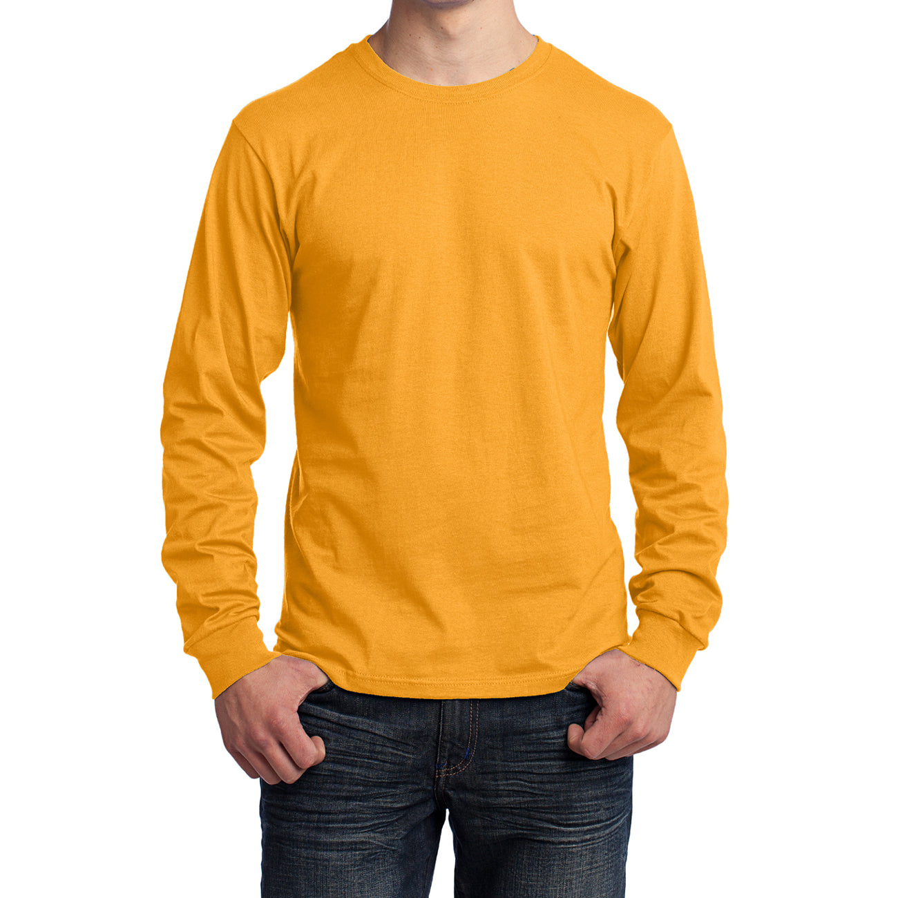 Men's Long Sleeve Core Cotton Tee - Gold - Front