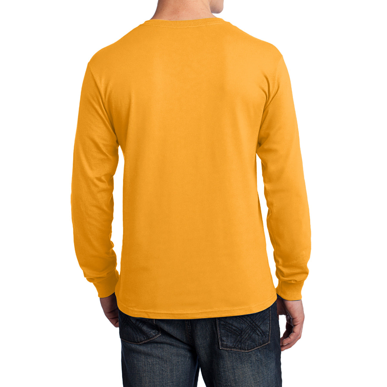 Men's Long Sleeve Core Cotton Tee - Gold - Back