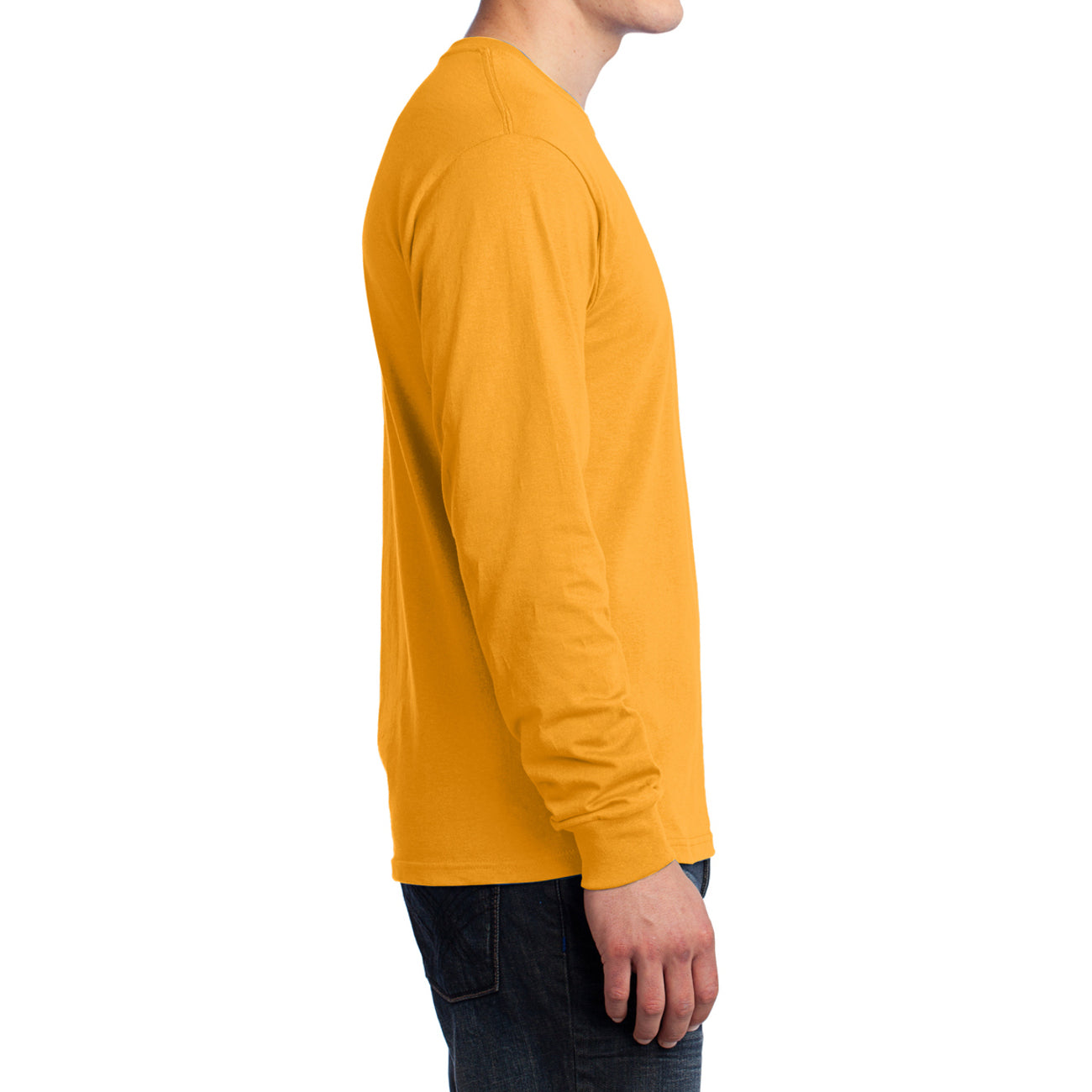 Men's Long Sleeve Core Cotton Tee - Gold - Side