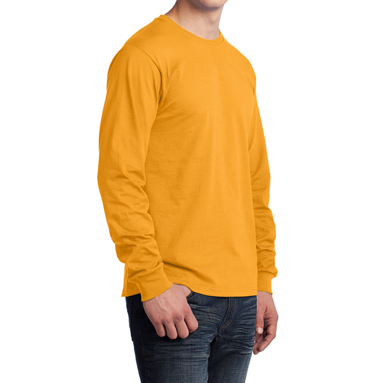 Men's Long Sleeve Core Cotton Tee - Gold - Side