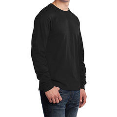 Men's Long Sleeve Core Cotton Tee - Jet Black - Side
