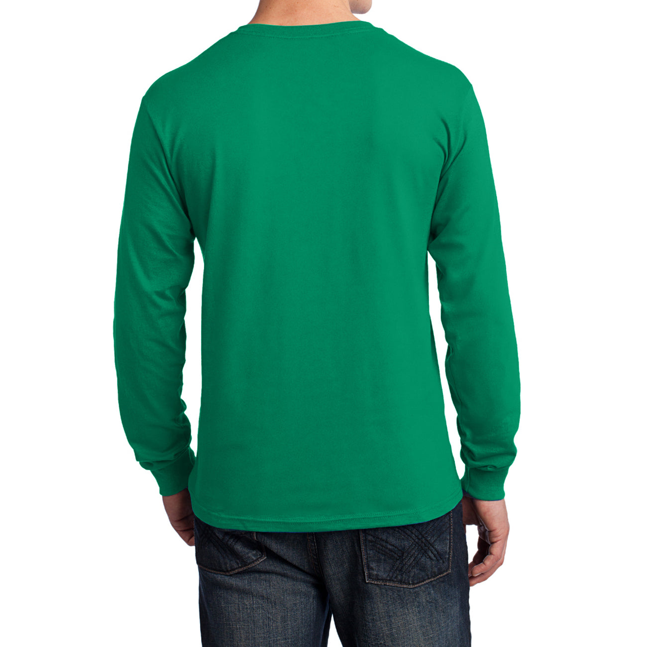 Men's Long Sleeve Core Cotton Tee - Kelly - Back