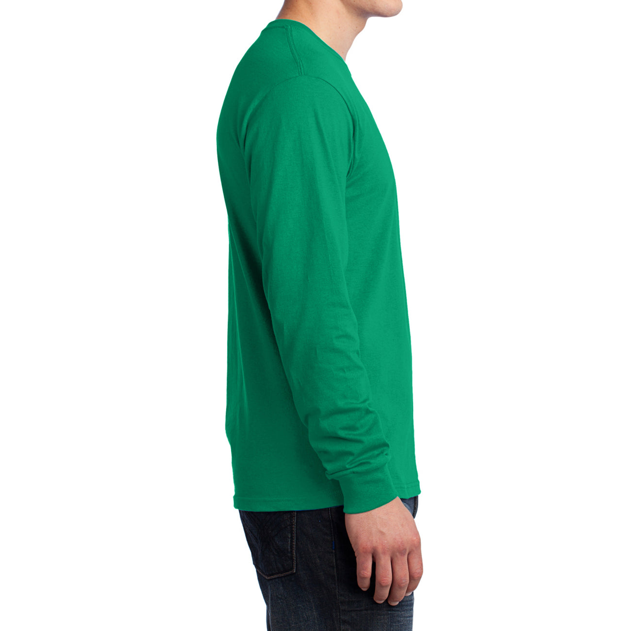 Men's Long Sleeve Core Cotton Tee - Kelly - Side
