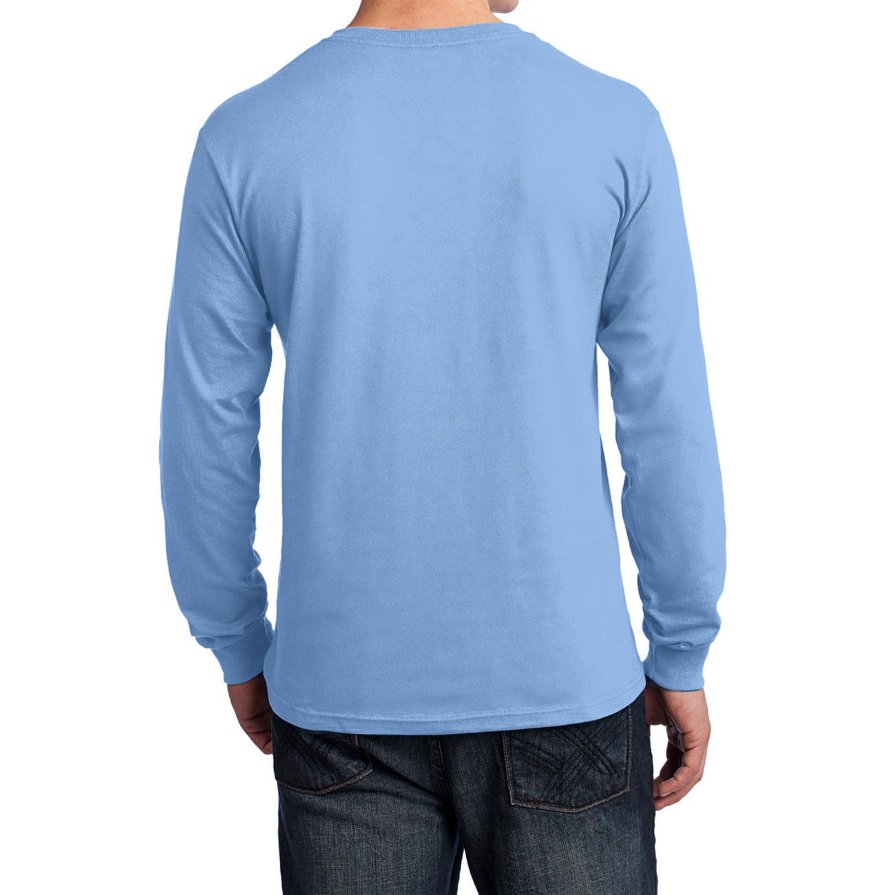 Men's Long Sleeve Core Cotton Tee - Light Blue - Back