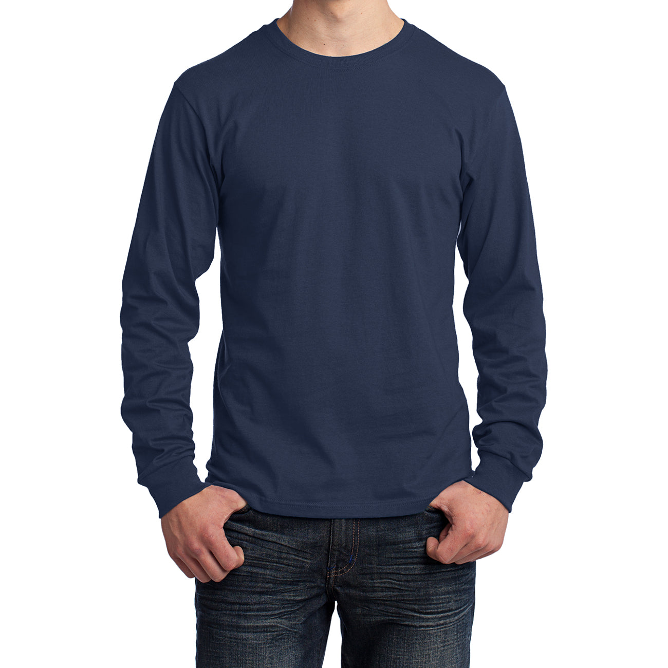 Men's Long Sleeve Core Cotton Tee - Navy - Front