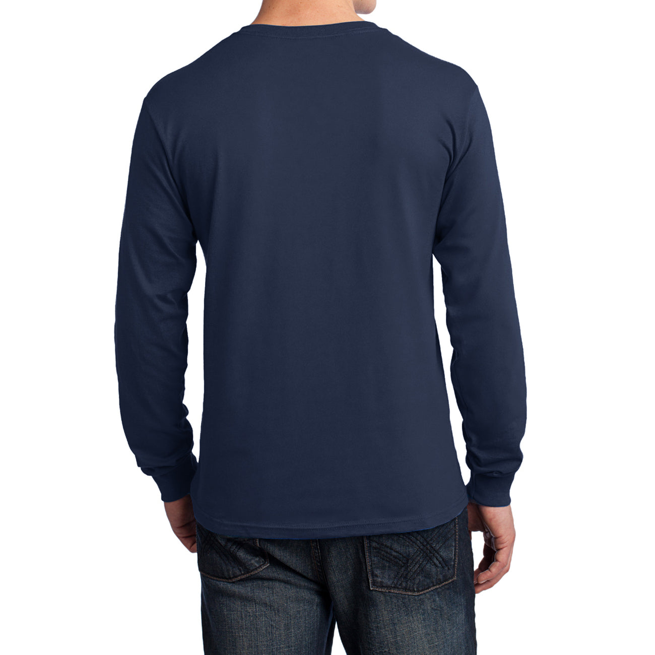 Men's Long Sleeve Core Cotton Tee - Navy - Back