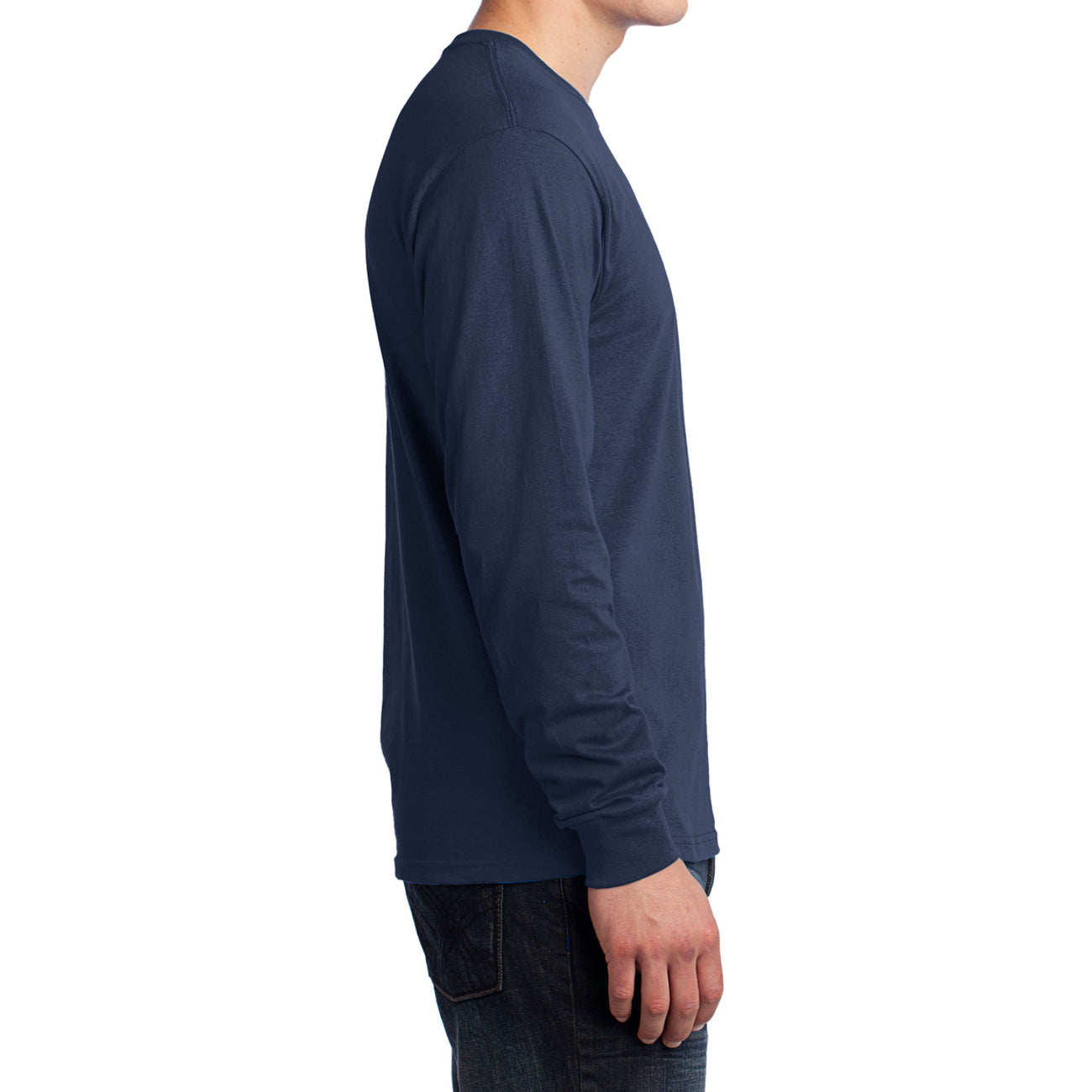 Men's Long Sleeve Core Cotton Tee - Navy - Side