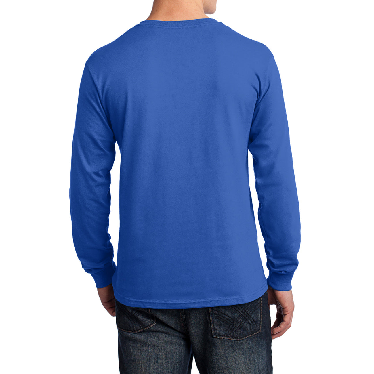 Men's Long Sleeve Core Cotton Tee - Royal - Back
