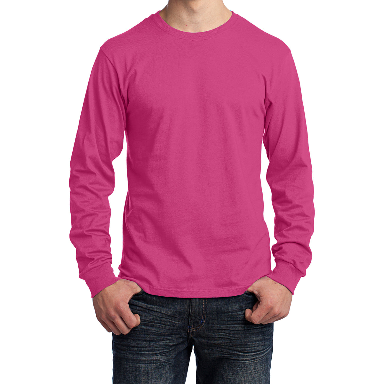 Men's Long Sleeve Core Cotton Tee - Sangria - Front