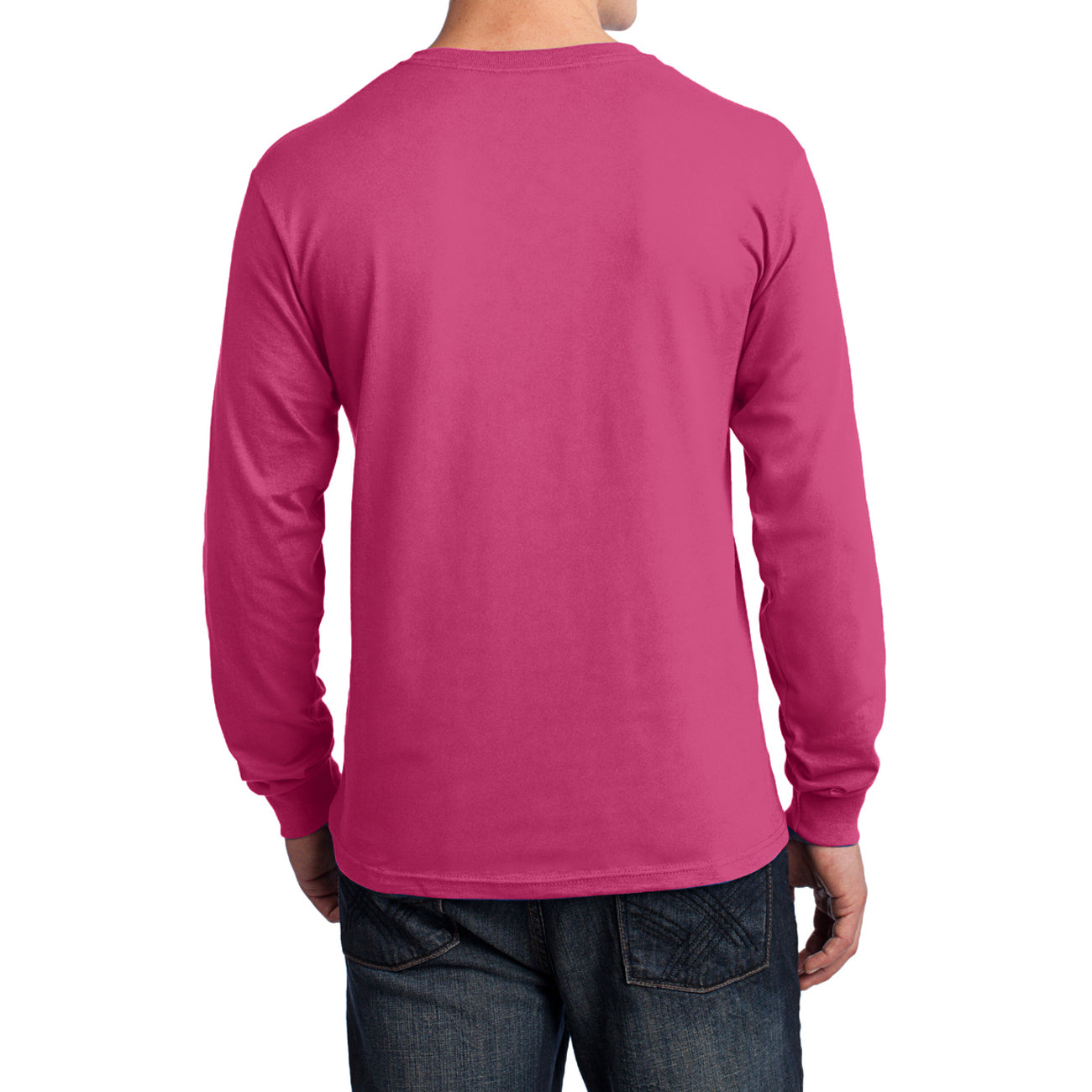 Men's Long Sleeve Core Cotton Tee - Sangria - Back