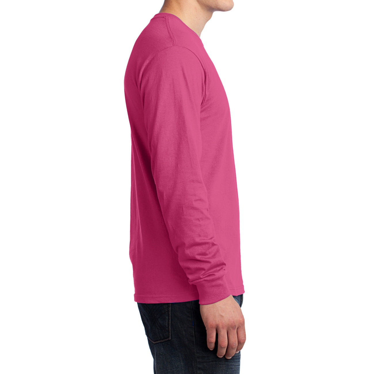 Men's Long Sleeve Core Cotton Tee - Sangria - Side