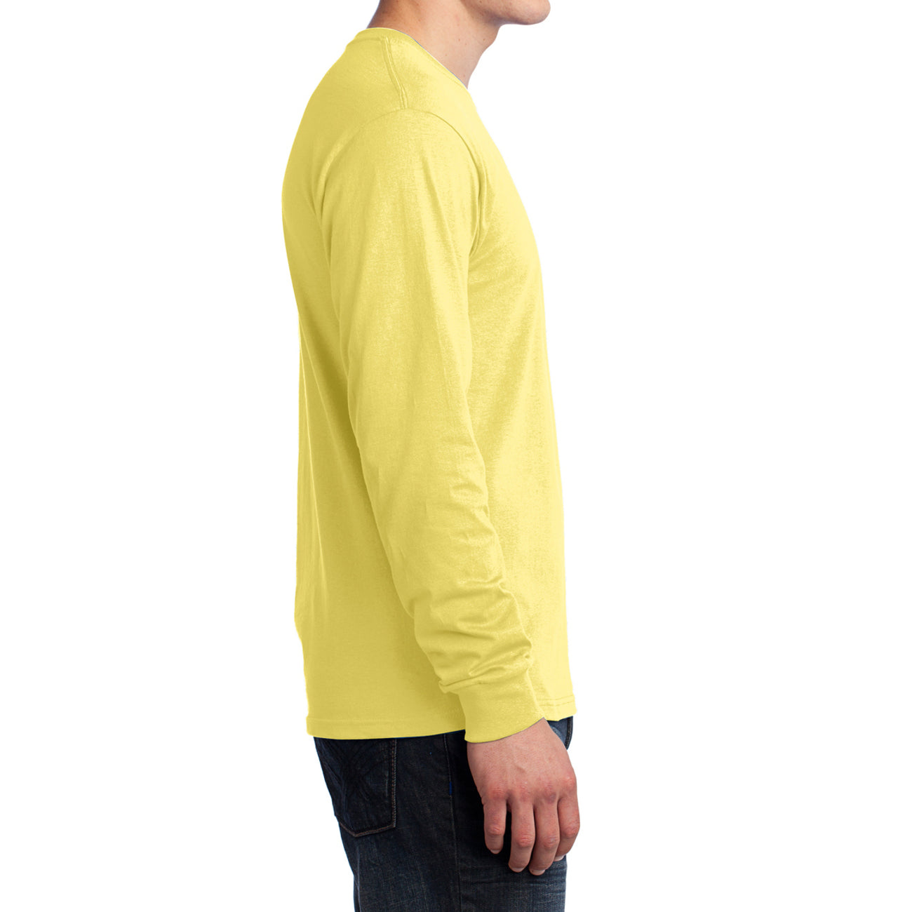Men's Long Sleeve Core Cotton Tee - Yellow - Side