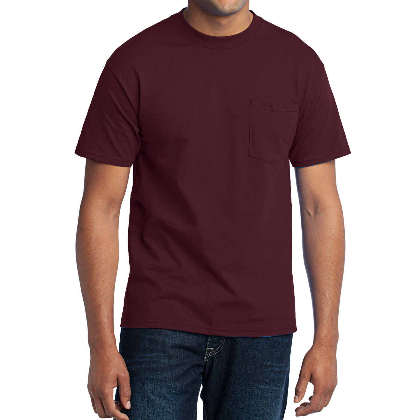 Men's Core Blend Pocket Tee - Athletic Maroon – Front