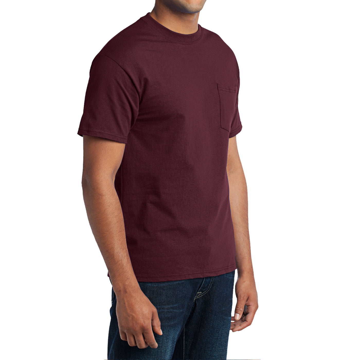 Men's Core Blend Pocket Tee - Athletic Maroon – Side