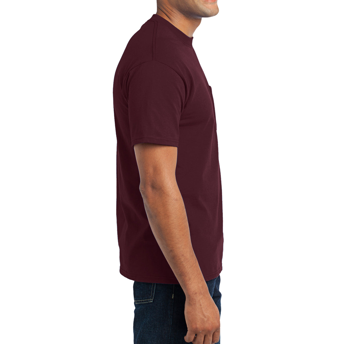 Men's Core Blend Pocket Tee - Athletic Maroon – Side