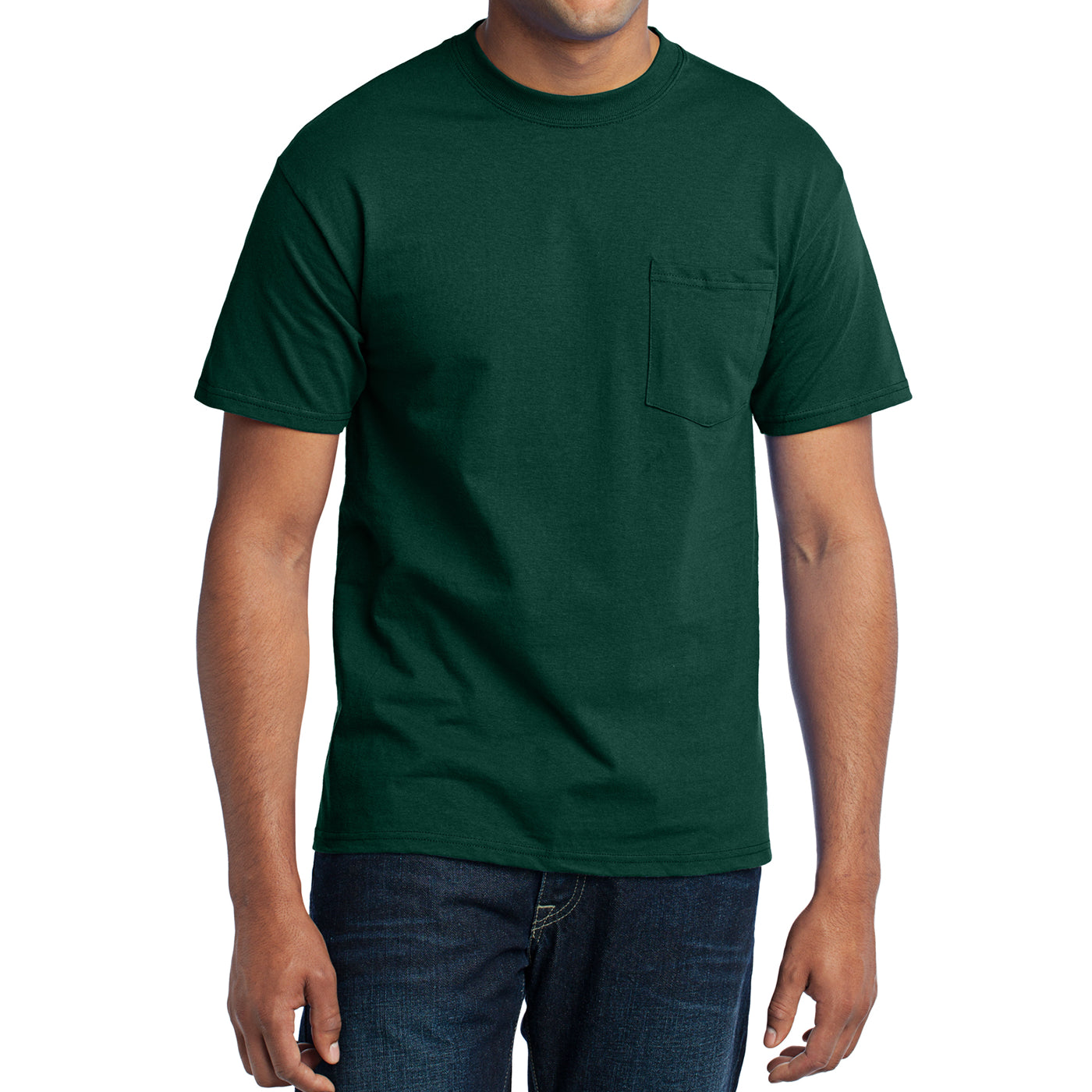 Men's Core Blend Pocket Tee - Dark Green – Front