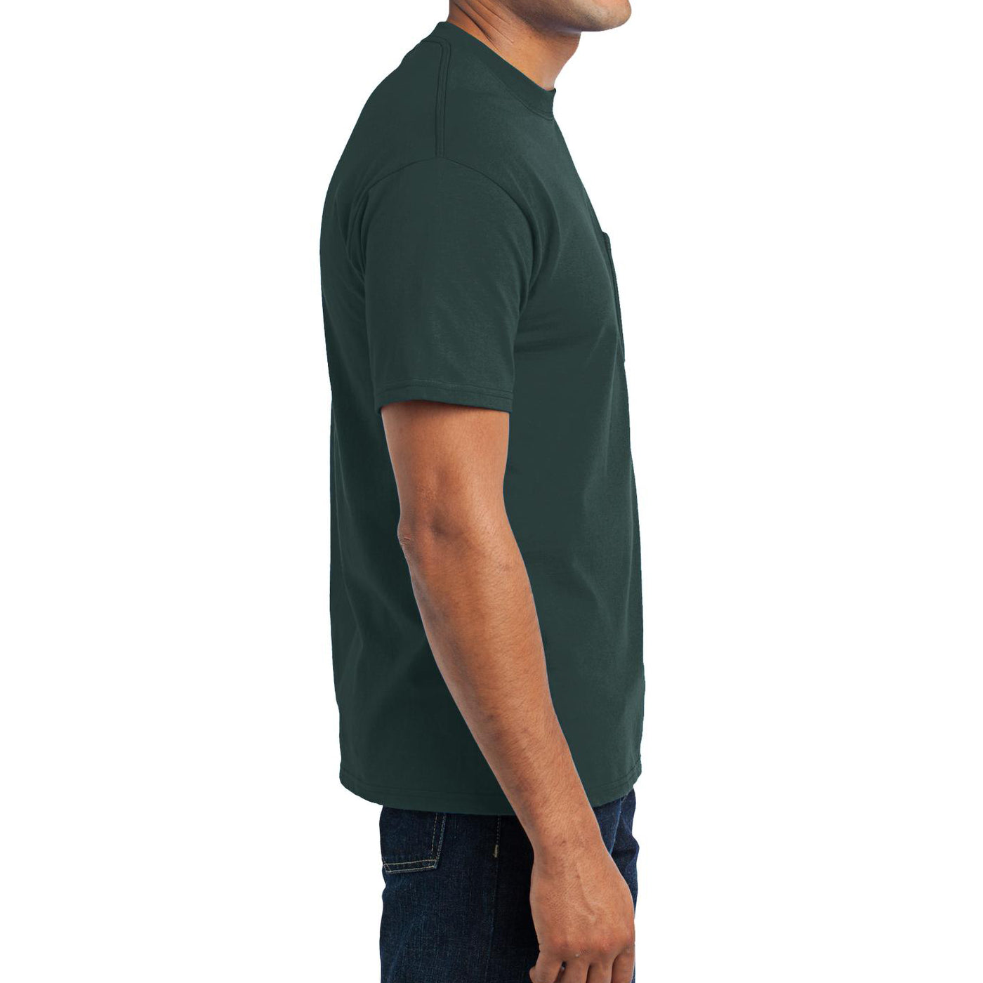 Men's Core Blend Pocket Tee - Dark Green – Side